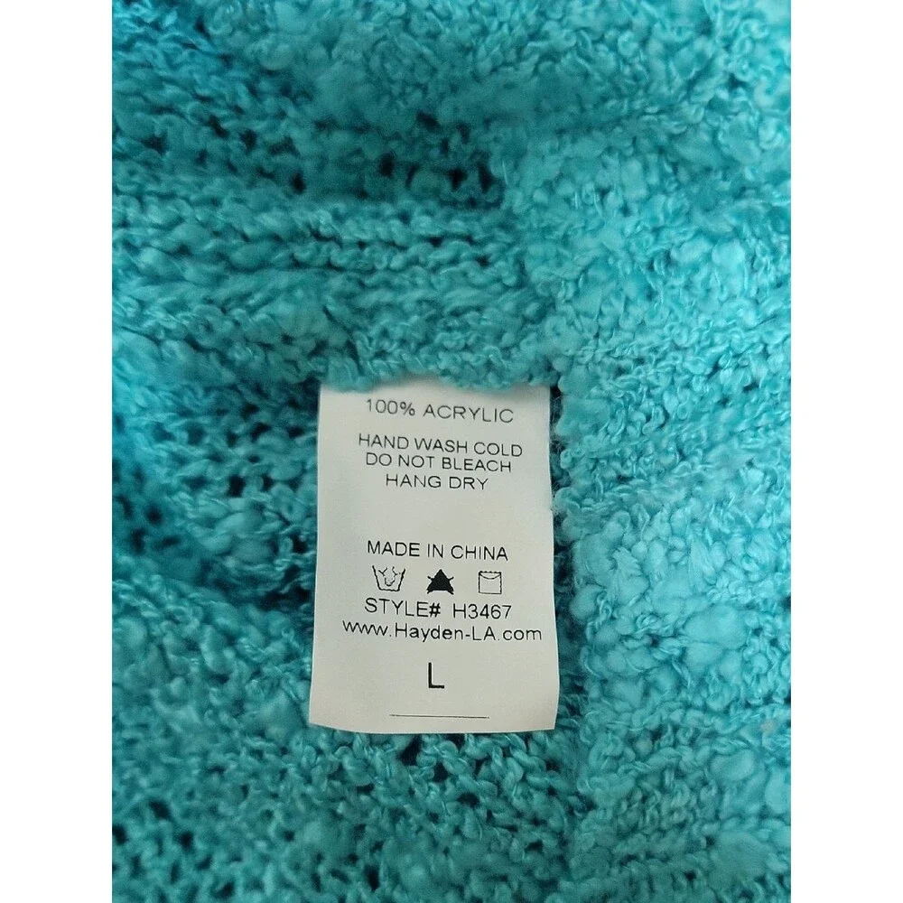 Hayden Los Angeles Aqua Blue/Green Crochet Sweater With Lace Details - NWT